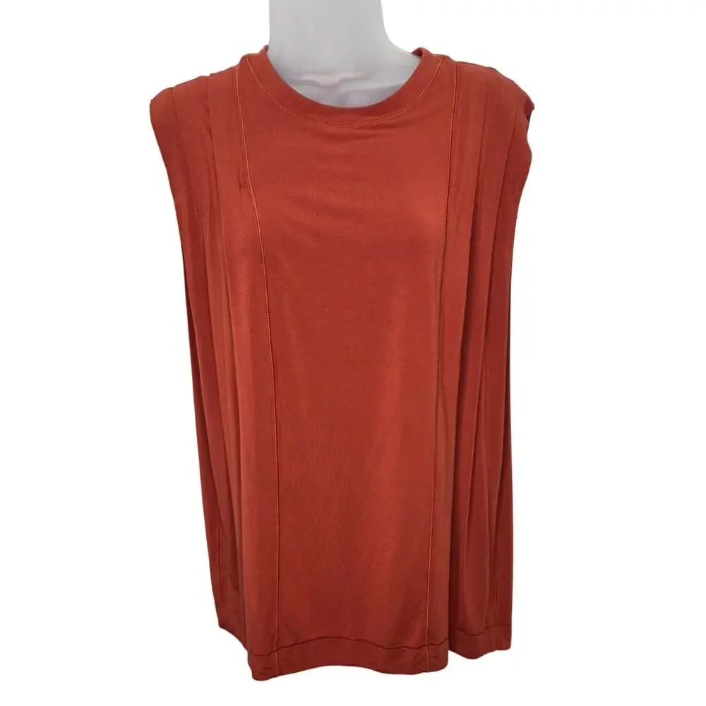 lululemon Modal Pleated Shoulder Tank Top W1DJMS Orange Sleeveless Yoga Studio